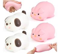 Kleemeiero 4PCS Jouet Anti Stress Animal, Jouet Anti-Stress Cochon Mignon Squeeze Animaux Squishy Pig Jouets Cochon Jouets à Presser Balles Chiot Jouets à Presser pour Enfants et Adultes