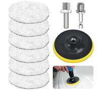 Kleemeiero 6 PCS Tampon Polissage 125mm Laine Artificielle Autocollante 1 Pcs Disque de Polissage Kit Polissage Voiture Pad de Polissages Voiture 2 Vis 1 Ronde M14, 1 Hexagonale
