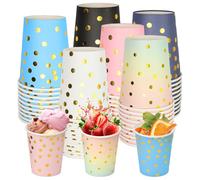 Kleemeiero 60 Gobelets En Carton Gold Dot Gobelets, 6 Couleurs 9 Oz/250 Ml Design Élégant Boissons Chaudes Froides Taille Pratique Utilisation Polyvalente Et Festive Pour Les Fêtes