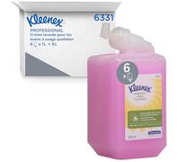 Kleenex® Crème Lavante pour les Mains 6331 - Savon Crème Doux et Parfumé pour le Lavage Fréquent des Mains en Milieux Professionnels - 6 Cartouches x 1 Litre (6 Litres au Total)