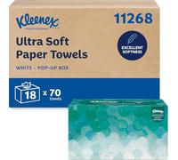 Kleenex Essuie-Mains Pop-Up Résistants et Absorbants, Hygiéniques, Compatibles avec le Distributeur Métal 9924, 18 Boîtes x 70 Feuilles (1 260 au Total), article 6088