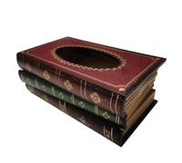 Kleenex - Housse de boîte rectangulaire en bois - Distributeur de mouchoirs - Décoration unique - Pour les amateurs de lecteurs de livres à la maison, au bureau, dans la voiture - Rouge