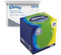 Kleenex Mouchoirs en Boîte Cubique, 3 Épaisseurs, Blancs, Ultra Doux, Absorbants, Sans Parfum, 12 Boîtes x 56 Mouchoirs (672 au Total), Réf. article 8825