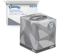Kleenex Mouchoirs en Papier Boîte Cube 8834 - Mouchoirs Blancs 2 Épaisseurs, Sans Parfum, Certifiés FSC, Boîte Cube Élégante pour Maison et Bureau, 12 Boîtes x 88 Feuilles (1 056 Mouchoirs au Total)