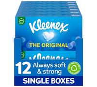 Kleenex Original Lot de 12 boîtes de mouchoirs pour le visage - Mouchoirs doux pour un usage quotidien - Doux pour la peau de votre famille avec une touche de coton