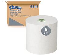 Kleenex Rouleaux d'essuie-mains en papier 6646 - rouleaux d'essuie-mains en papier E-Roll grand format - 6 x rouleaux de 250 m d'essuie-mains en papier blanc (1 500 m au total)