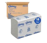 Essuie-mains pliés blancs Kleenex Ultra 4633 - 2 épaisseurs - 18 paquets x 150 papier essuie mains petit format (2 700 au total)