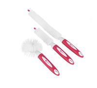 Kleeneze Brosses à biberons Deep Clean - Ensemble de 3 brosses de nettoyage, biberons, vases, bouteilles étroites, bouteilles d’eau, verrerie, poignée antidérapante, poils souples anti-rayures