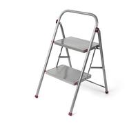 Kleeneze Escabeau Pliable à 2 Marches 80 cm, Marchepied Robuste Pliable de Bricolage, Pour Intérieur/Extérieur, Capacité max 150 kg, Facile à Ranger, Acier Allié, Pieds Antidérapant, Rose/Gris