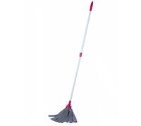 Kleeneze KL062536EU Balai à Frange, Manche Télescopique Extensible Jusqu’à 128 cm, Tête de Serpillière Supplémentaire Incluse, Trés Absorbant, Parfait pour Nettoyer les Sols Durs, Blanc/Rose