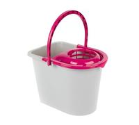 Kleeneze Seau Essoreur en Plastique 14 litres , Essoreuse Intégrée pour Balai à Franges, Design Solide et Durable Poignée de Transport Pratique, Seau de Ménage Multifonction Gris/Rose, KL062598EU