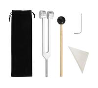 KLEHOPE 128HZ Fourche de Tuning, Fourche D'accordage Réglable, 21,5 cm en Aluminium Tuning Fork Instrument de Guérison et Marteau avec Clé et Chiffon D'essuyage pour Soulager Stress, Méditation