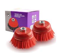 KLEHOPE 2 Pièces Brosse à Godet en Nylon M14, Ø75 mm, pour Meuleuse D‘angle et Perceuse - Poils Synthétiques Abrasifs - Débavurage, Dérouillage, Décapage