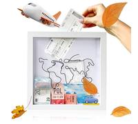 KLEHOPE Adventure Archive Box 20 × 20 × 4,4 cm Boite a Souvenir Voyage, Travel Adventure Boite Fente, Cadre Photo 3D Cassette Tickets Fentes Boîte Voyage, pour Décoration Murale Table (Blanc)