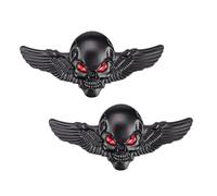 KLEHOPE Moto Autocollant D'insigne D'emblème, 2 Pièces, Autocollant Tête de Mort, 3D, Noir, Auto-Adhésif, Universel, Voiture, Moto