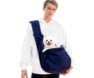 KLEHOPE Porte-Chien, Sac de Transport pour Chien, Capacité Maximale de Charge 7,5 kg, Tissu en Polyester, Sac Ventral pour Chien Bleu Marine, pour Voyages et Activités en Plein Air
