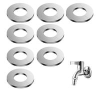 KLEHOPE Rosace Radiateur, 8 Pièces à Clipser Cache Tuyau Radiateur, Acier Inoxydable Argenté Cache Tuyau Plomberie, Autocollant Colliers de Pipe, pour tube de 33 mm