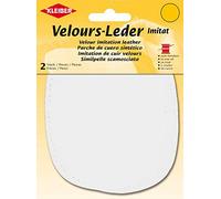 Kleiber 12.5 x 10 cm Patchs à Coudre Simili Daim pour Genoux/Coudes Ovale, Blanc