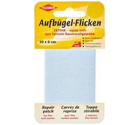 Kleiber 30 x 6 cm Ruban Coton thermocollant réparation très Fin et Souple, Bleu Clair