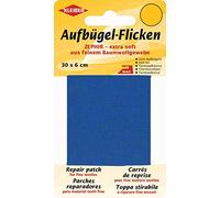 Kleiber 30 x 6 cm Ruban Coton thermocollant réparation très Fin et Souple, Bleu Moyen