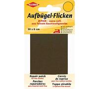 Kleiber 30 x 6 cm Ruban Coton thermocollant réparation très Fin et Souple, Marron foncé