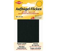 Kleiber 30 x 6 cm Ruban Coton thermocollant réparation très Fin et Souple, Noir