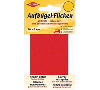 Kleiber 30 x 6 cm Ruban Coton thermocollant réparation très Fin et Souple, Rouge