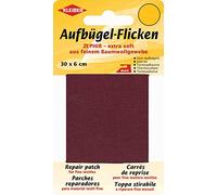 Kleiber 30 x 6 cm Ruban Coton thermocollant réparation très Fin et Souple, Rouge foncé