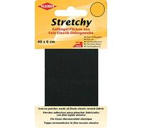 Kleiber 40 x 6 cm Ruban élastique thermocollant réparation vêtements, Noir