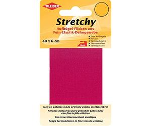 Kleiber 40 x 6 cm Ruban élastique thermocollant réparation vêtements, Rose / Fuschia
