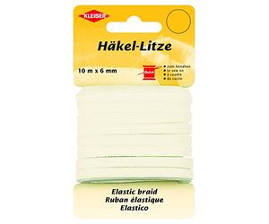 Kleiber 71089 Crochet de litze/Fin Bande de Caoutchouc, 78% Polyester - 22% elastomère, Blanc, 1000 x 0,6 x 0,05 cm