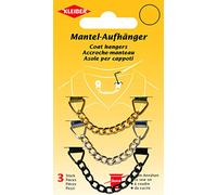 Kleiber Chaînette métallique à Coudre pour Suspendre, Set de 3, Or/Argent/Noir