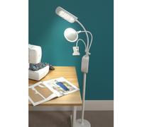 KLEIBER Lampe LED sur pied avec pince & loupe, blanc