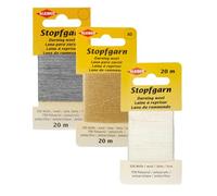 Kleiber Lot de 3 pelotes de laine à repriser - Neutres doux - Blanc, beige, gris clair