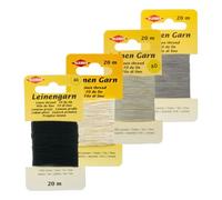 Kleiber Lot de 4 fils de couture modernes en lin - Noir, blanc, gris foncé et gris clair - Fil bouton professionnel