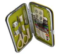 Kleiber Nécessaire de couture étui rigide de poche avec ciseaux, fils, boutons – Bleu/Vert