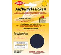 Kleiber Paquet de 40 x 12 cm Iron on Patch de réparation, de coton Bleu marine/Bleu foncé