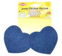 Kleiber Patchs thermocollant Denim pour Jeans Motif Coeur, Bleu Moyen