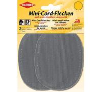 Kleiber Petits Patchs ovales Velours côtelé thermocollant/à Coudre Coudes/Genoux ovales, Gris