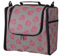 KLEIBER Sac pour accessoires de fil et de tricot "Coeurs" gris/rose non garni