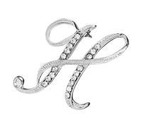 Kleider Clip Temperament Mode Elegante 26 Initiale Strass Brosche Für Frauen Silberne Brosche Für Frauen AZ 26 Alphabet Initiale Teenager Mädchen Schmuck Pins & Anstecker (A, One Size)