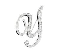 Kleider Clip Temperament Mode Elegante 26 Initiale Strass Brosche Für Frauen Silberne Brosche Für Frauen AZ 26 Alphabet Initiale Teenager Mädchen Schmuck Pins & Anstecker (I, One Size)