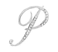 Kleider Clip Temperament Mode Elegante 26 Initiale Strass Brosche Für Frauen Silberne Brosche Für Frauen AZ 26 Alphabet Initiale Teenager Mädchen Schmuck Pins & Anstecker (D, One Size)