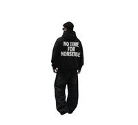 Kleidermafia Sweat à capuche surdimensionné « No Time for Nonsense » - Noir et blanc, noir/blanc, XL