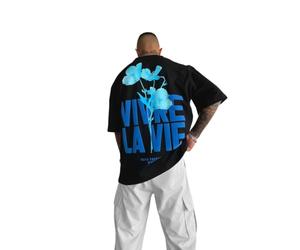 Kleidermafia T-shirt oversize Vivre la Vie - Noir et bleu, Noir/bleu, S