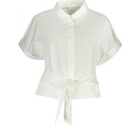 Kleides Chemise blanche à manches courtes pour femmes - à la mode avec ceinture à noeuds, Taille : XL Couleur : Bianco