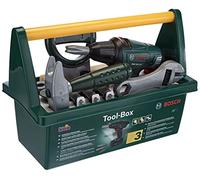 Theo Klein 8429 Caisse à Outils Bosch avec visseuse électronique - Nombreux Accessoires : scie, Marteau, clé à molette, vis, Lattes, etc. - Dimensions : 31 x 16,5 x 22,5 cm - pour Enfants dès 3 Ans