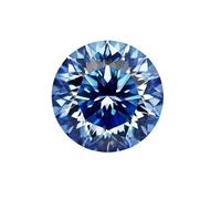 Klein Blue Moissanite Vvs1 - 1,0 à 3,0 carats - Pierre précieuse - Pierre précieuse - Testeur de diamant pour bague de fiançailles, 6.5mm, Moissanite