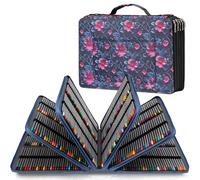 Klein bottle Trousse à crayons de couleur à 480 emplacements, organiseur de crayons de grande capacité avec séparateurs de grille, boîte de fournitures artistiques en nylon imperméable à 5 couches