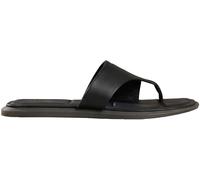 Klein Calvin Klein Black Leather Square Toe Thong Sandals